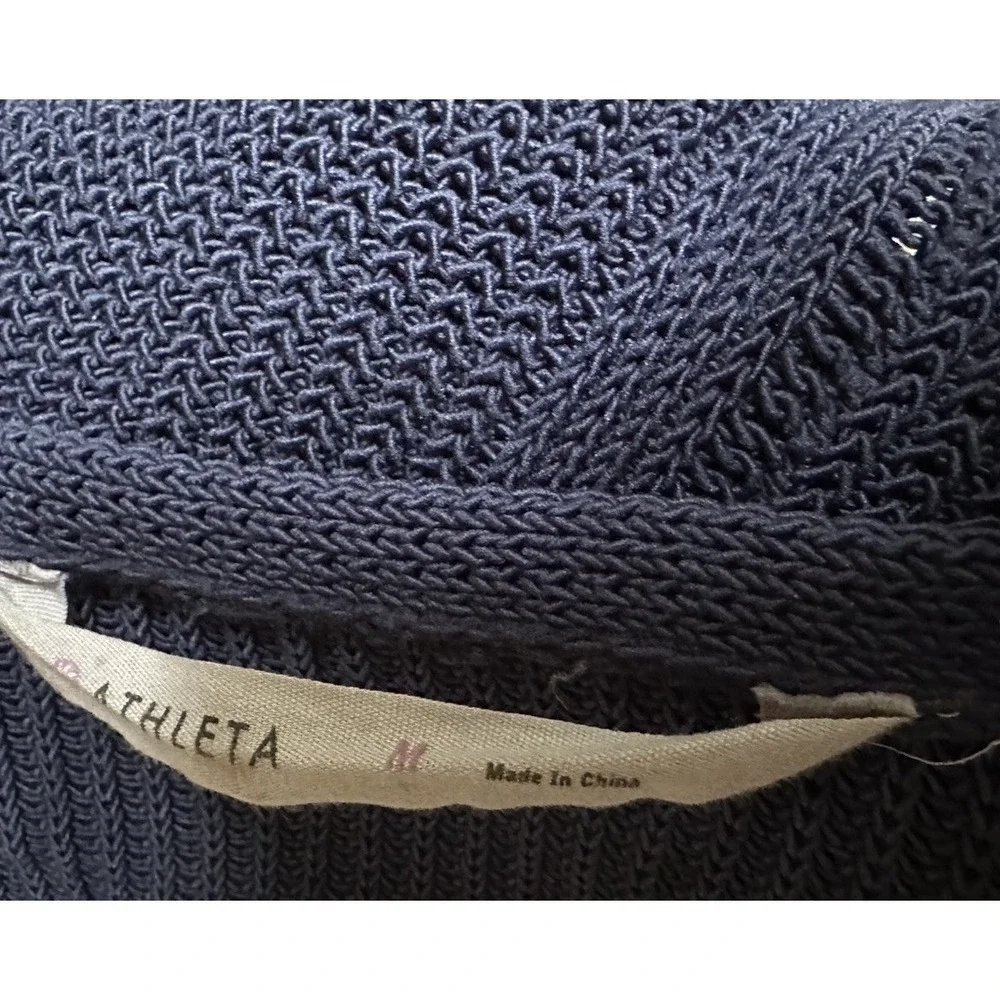 Athleta Womens Highline Sweater Navy Blue Cotton Nylon V Neck Split Hem Sz M - Picture 7 of 9